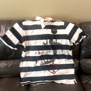 White and black stripe Ralph Lauren polo shirt